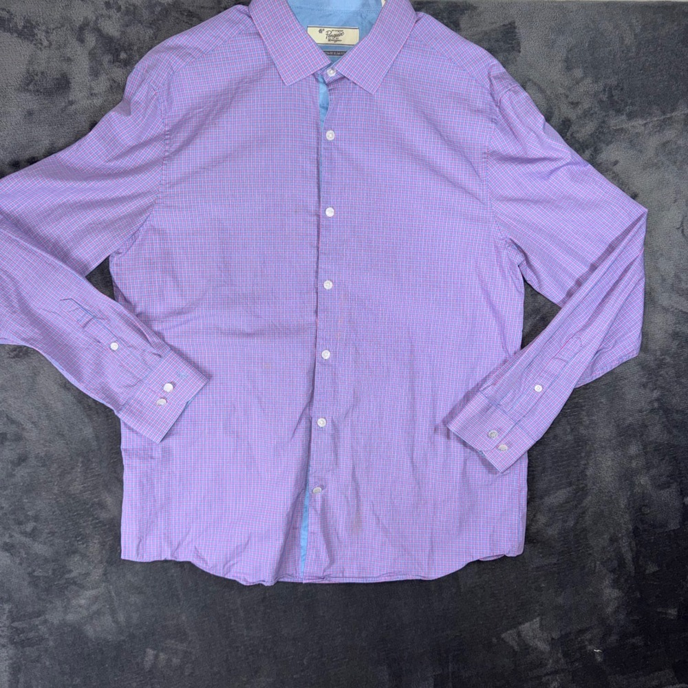 Mens 16.5 Original Penguin Button Down Shirt Purple Excellent Heritage Slim Fit